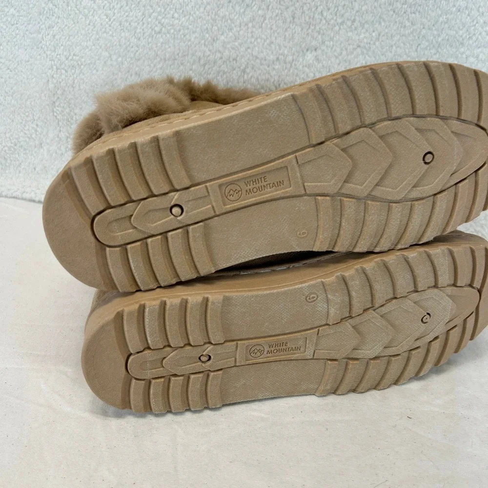 White Mountain Incher Womens Boots Dark Beige Faux Fur‎ Trim Size 9 New